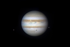 Jupiter with two Galilean Moons (Io and Europa)