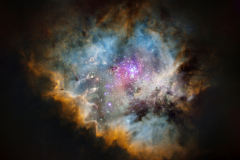 Pacman Nebula in visual, infrared and x-ray